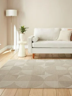Clearance Catherine Lansfield Natural Retro Circles Washable Rug