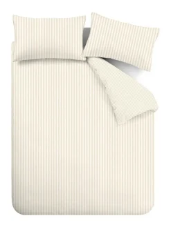 Catherine Lansfield Supersoft 100% Brushed Cotton Stripe Duvet Cover Set^ Branded Bedlinen