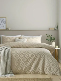 Hot Catherine Lansfield Jacob Geo Soft Touch Non-Iron Duvet Cover Set Natural