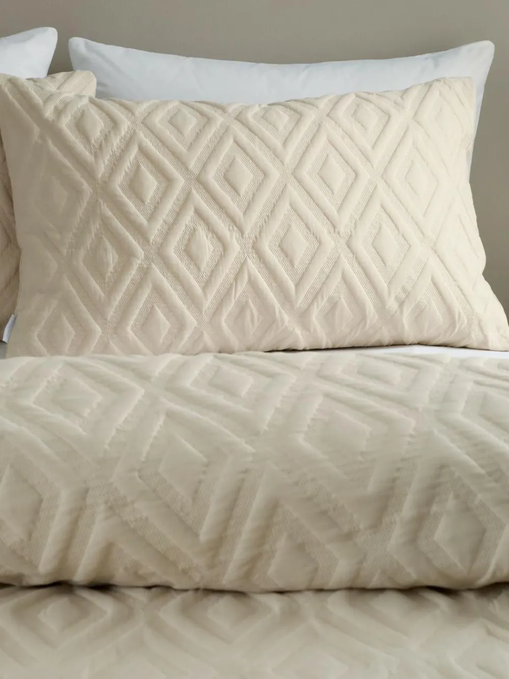 Hot Catherine Lansfield Jacob Geo Soft Touch Non-Iron Duvet Cover Set Natural