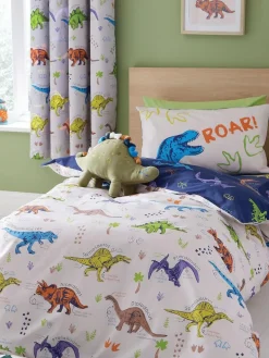 Catherine Lansfield Natural Prehistoric Dinosaurs Reversible Duvet Cover Set^ Branded Bedlinen