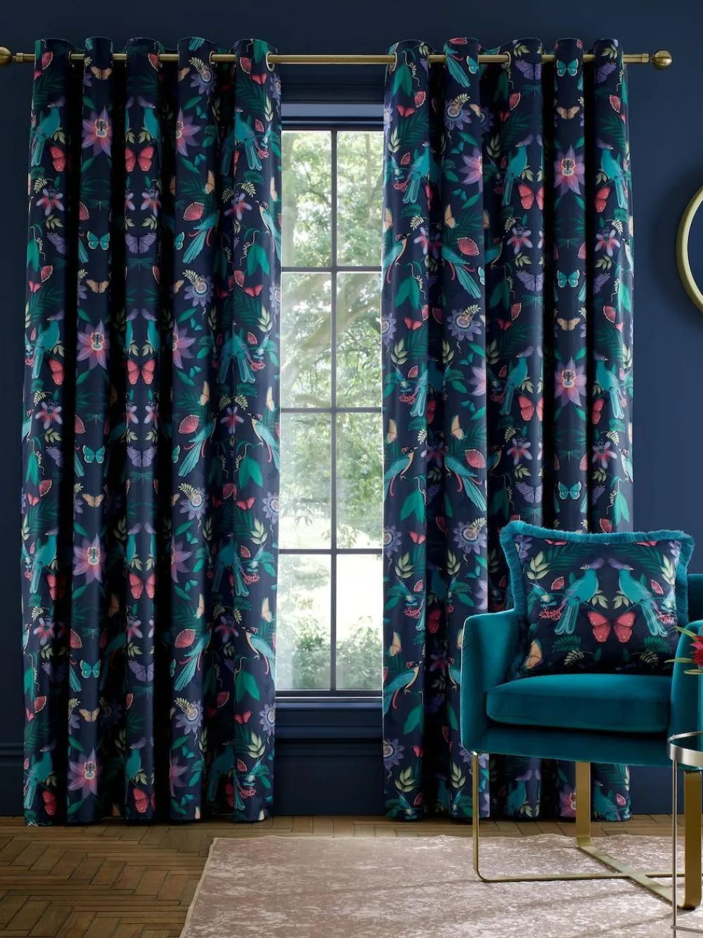 Catherine Lansfield Navy Blue Curtains^ Curtains & Blinds
