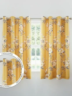 Catherine Lansfield Canterbury Floral Eyelet Curtains^ Curtains & Blinds