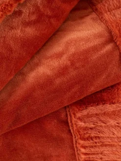 Catherine Lansfield Orange Velvet And Faux Fur Soft and Cosy Throw^ Cushions & Throws