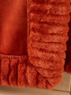 Catherine Lansfield Orange Velvet And Faux Fur Soft and Cosy Throw^ Cushions & Throws