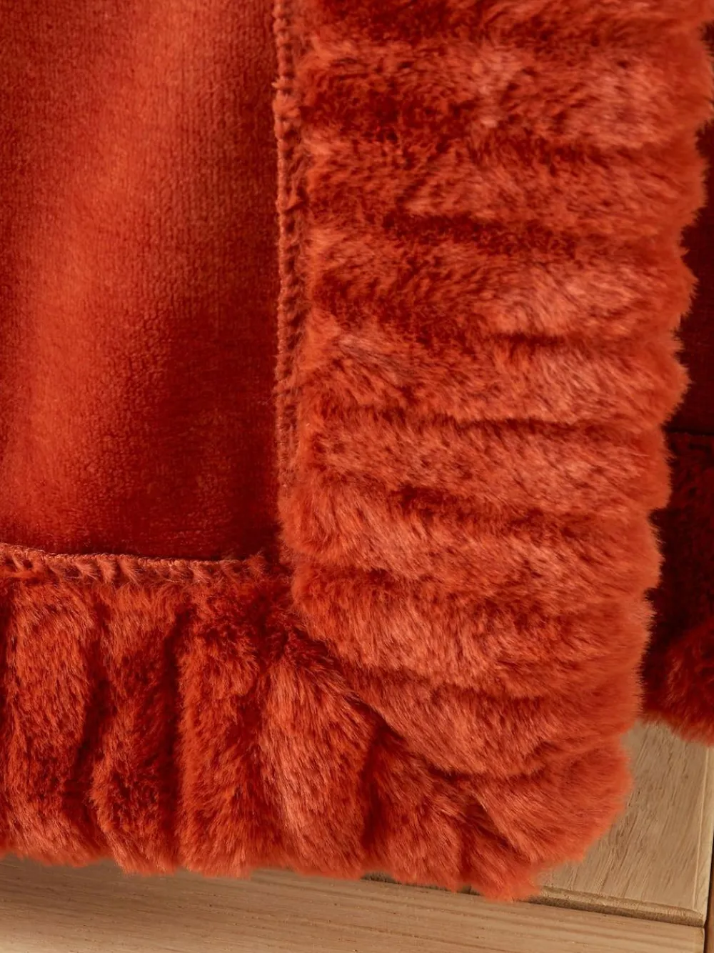 Catherine Lansfield Orange Velvet And Faux Fur Soft and Cosy Throw^ Cushions & Throws