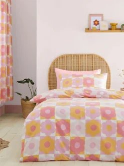 Hot Catherine Lansfield Pink Retro Daisy Reversible Duvet Cover Set