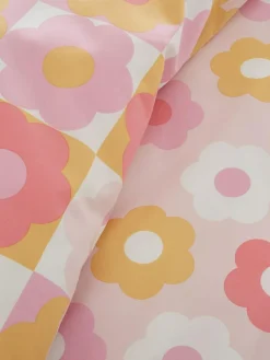 Hot Catherine Lansfield Pink Retro Daisy Reversible Duvet Cover Set