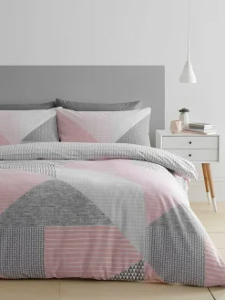 Catherine Lansfield Pink Larsson Geo Duvet Cover and Pillowcase Set^ Branded Bedlinen