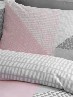Catherine Lansfield Pink Larsson Geo Duvet Cover and Pillowcase Set^ Branded Bedlinen