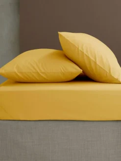 Clearance Catherine Lansfield Set of 2 Ochre Easy Iron Percale Pillowcases