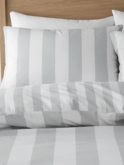 Sale Catherine Lansfield Cove Stripe Reversible Duvet Cover Set Silver Grey