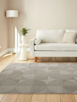 Catherine Lansfield Silver Retro Circles Washable Rug^ Rugs & Runners