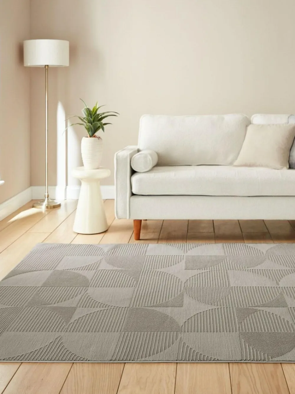 Catherine Lansfield Silver Retro Circles Washable Rug^ Rugs & Runners