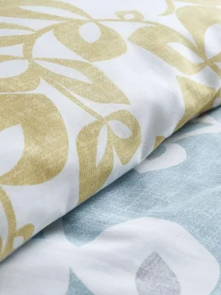 Outlet Catherine Lansfield Teal Blue Inga Leaf Duvet Cover and Pillowcase Set