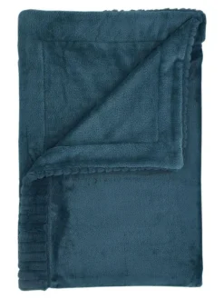 Catherine Lansfield Teal Blue Velvet And Faux Fur Soft and Cosy Throw^ Cushions & Throws