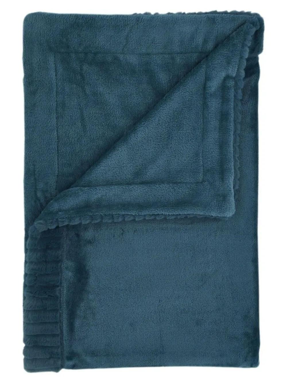 Catherine Lansfield Teal Blue Velvet And Faux Fur Soft and Cosy Throw^ Cushions & Throws