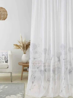 Catherine Lansfield White Meadowsweet Floral Voile Slot Top Sheer Panel Curtains^ Curtains & Blinds