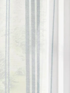 Outlet Catherine Lansfield White Harbour Stripe Slot Top Voile Curtain
