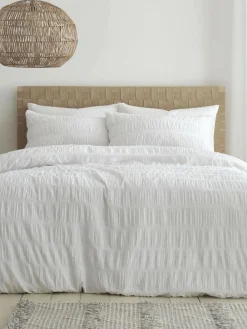 Catherine Lansfield Seersucker Easy Care Duvet Cover Set^ Branded Bedlinen