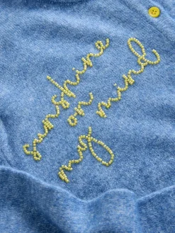 Clearance Next Chambray Blue Embellished Crew Neck Knitted Cardigan With Wool