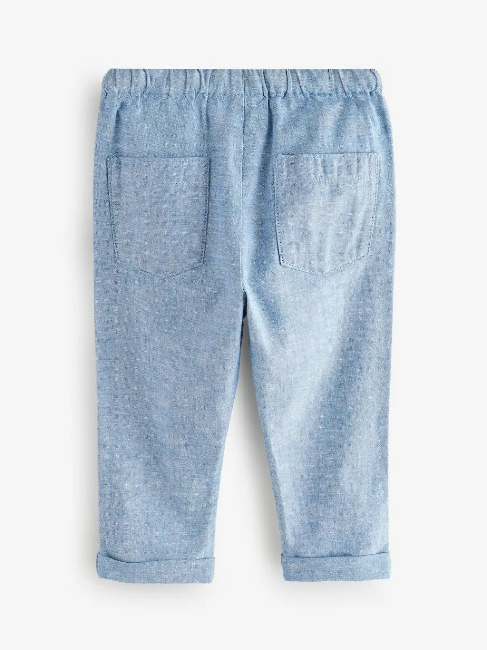 Best Next Regular Fit Linen Blend Pull on Trousers (3mths-7yrs) Chambray Blue