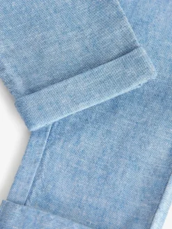 Best Next Regular Fit Linen Blend Pull on Trousers (3mths-7yrs) Chambray Blue