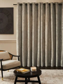 Sale Next Collection Luxe Heavyweight Cut Velvet Eyelet Lined Curtains Champagne Gold