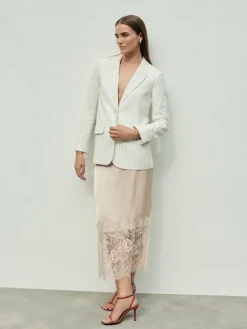 Next Satin Midi Skirt With Lace Trim^Women Skirts