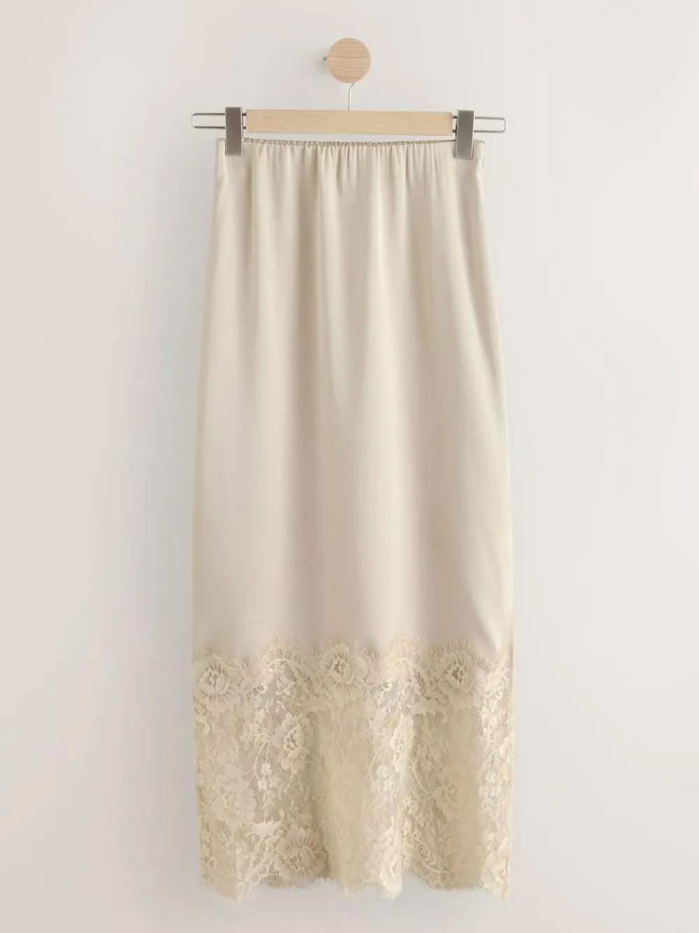 Next Satin Midi Skirt With Lace Trim^Women Skirts