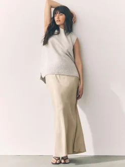 New Next Champagne Gold Satin Midi Skirt