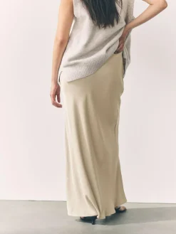 New Next Champagne Gold Satin Midi Skirt