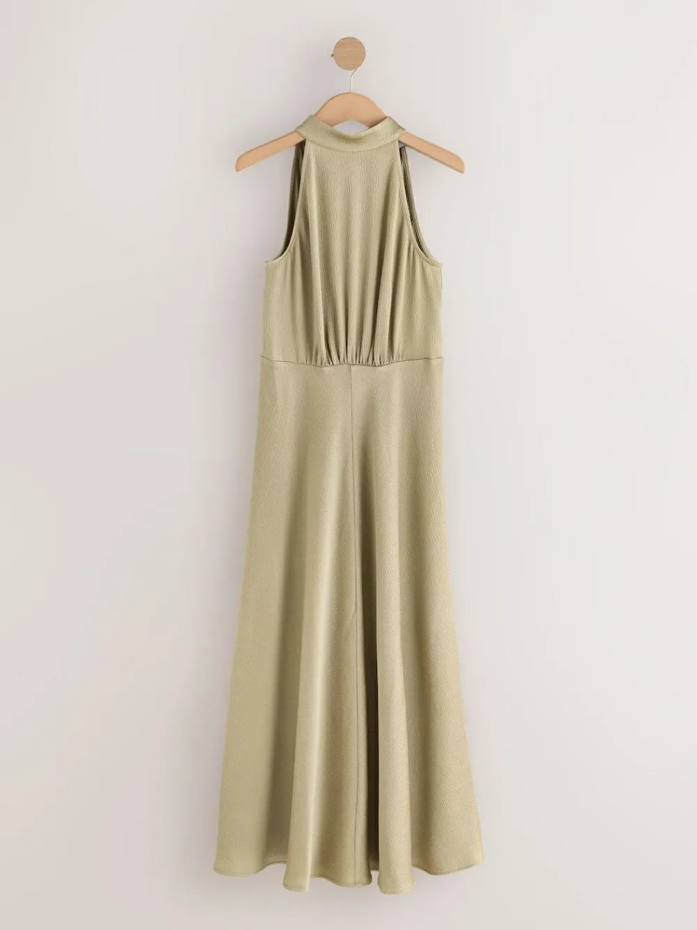 Sale Next Champagne Gold Textured Satin Halter Sleeveless Midi Dress