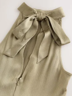 Sale Next Champagne Gold Textured Satin Halter Sleeveless Midi Dress