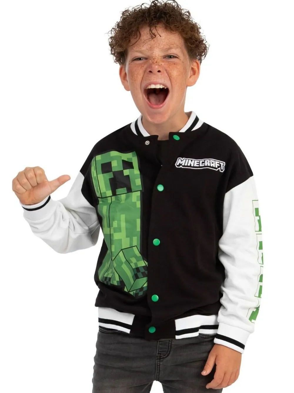 Online Character Black Minecraft Bomber Jacket