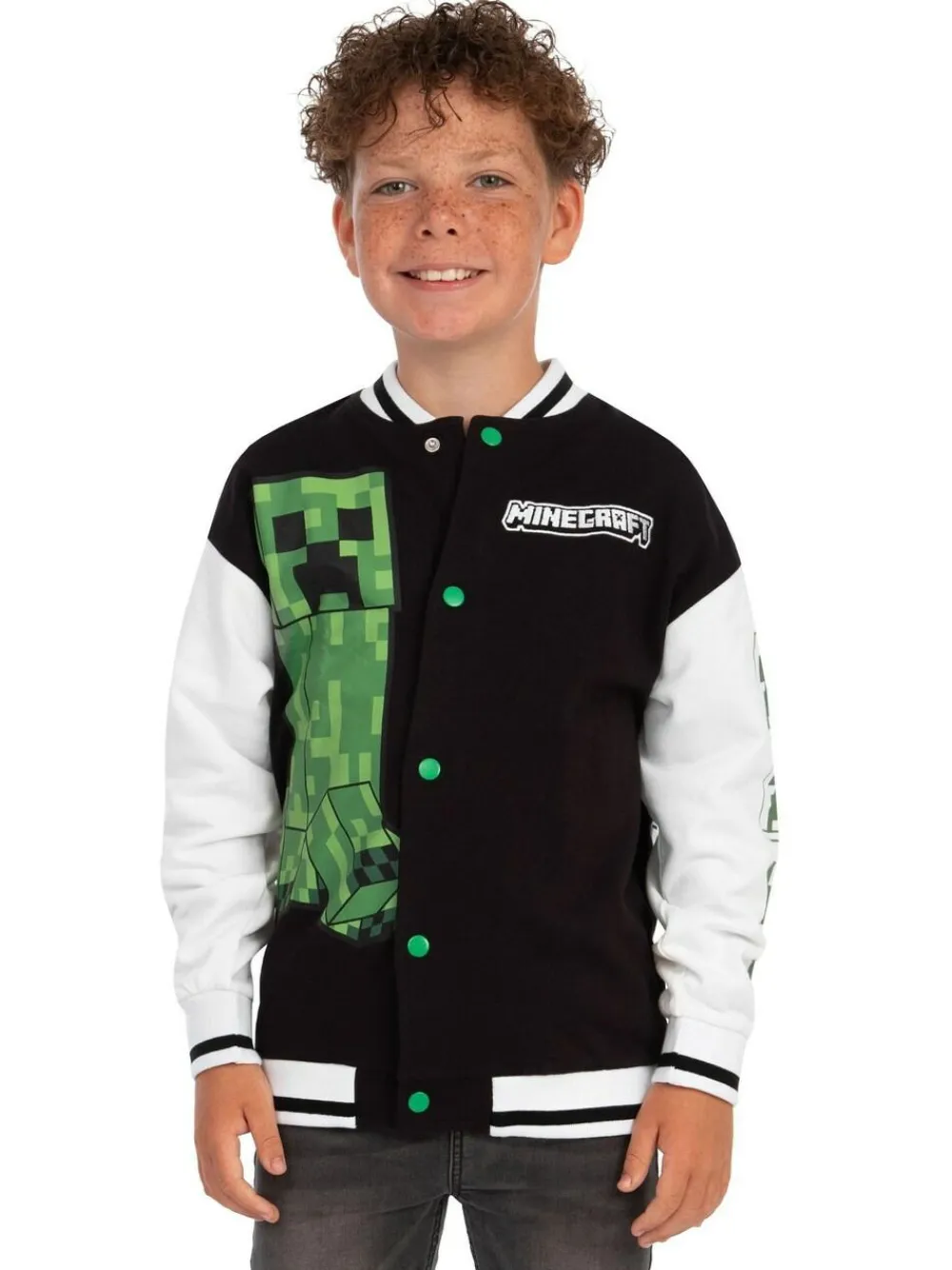 Online Character Black Minecraft Bomber Jacket