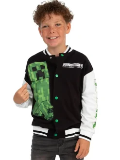 Online Character Black Minecraft Bomber Jacket