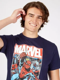 Character Blue Mens Marvel Spiderman Disney 100% Cotton Pyjamas^ Pyjamas
