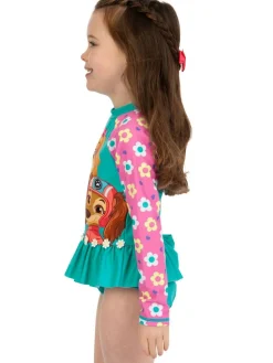 New Character Blue PAW Patrol Skye Long Sleeve Floral Print Swimsuit