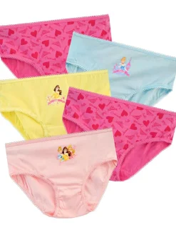 New Character Pink Disney Princess 100% Cotton Briefs 5 Pack