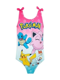 Clearance Character Pink Pokemon Girls Printed Tie Swimsuit