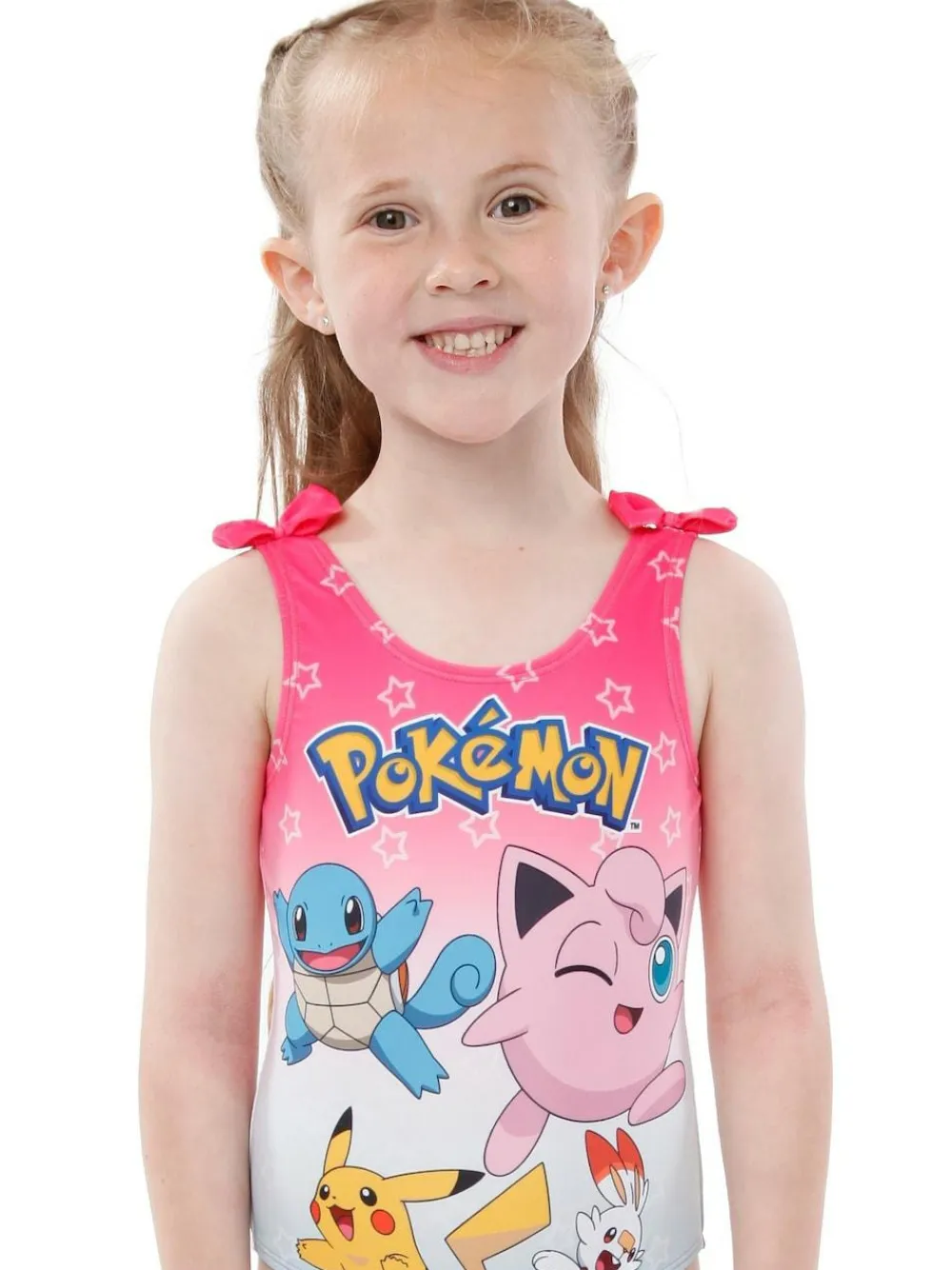 Clearance Character Pink Pokemon Girls Printed Tie Swimsuit