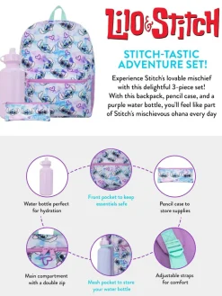 Character Purple Lilo and Stitch 3 Piece Schoolbag Set^ Bags