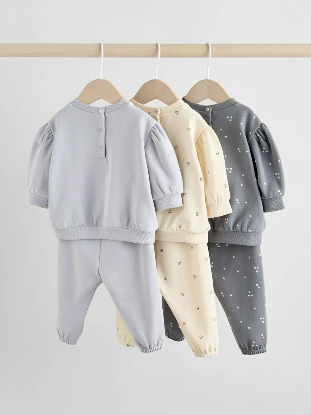 Next Charcoal Grey & Cream Baby Sweatshirt & Joggers 6 Piece Set (0mths-2yrs)^ Baby Girls|Baby Girls