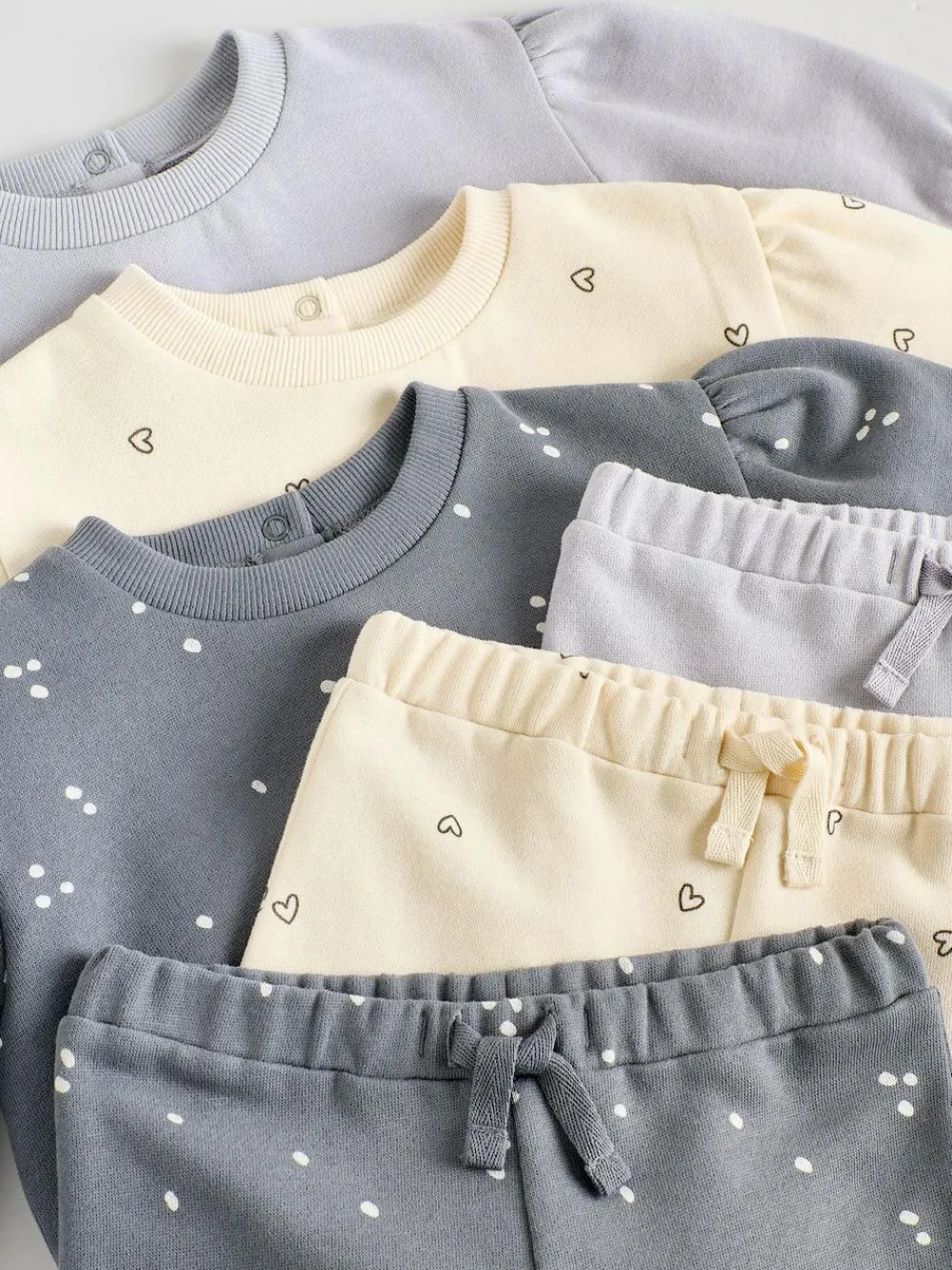 Next Charcoal Grey & Cream Baby Sweatshirt & Joggers 6 Piece Set (0mths-2yrs)^ Baby Girls|Baby Girls