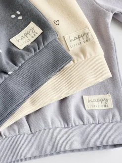 Next Charcoal Grey & Cream Baby Sweatshirt & Joggers 6 Piece Set (0mths-2yrs)^ Baby Girls|Baby Girls