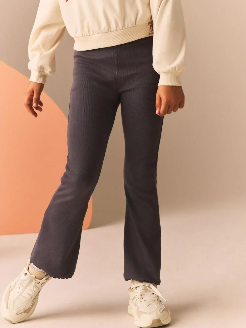 Next Charcoal Grey 1 Pack Rib Flare Leggings (3-16yrs)^ Pants & Leggings|Pants & Leggings