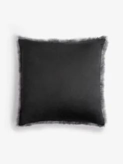 Clearance Next 43 x 43cm Loulou Faux Fur Cushion Charcoal Grey
