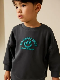 Sale Next Charcoal Grey All-Over Print Crew Neck Sweatshirt (3mths-7yrs)