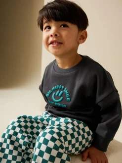 Sale Next Charcoal Grey All-Over Print Crew Neck Sweatshirt (3mths-7yrs)